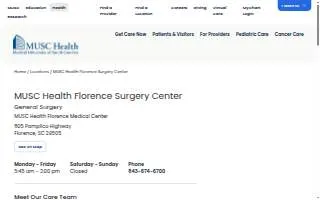 MUSC Health Florence Surgery Center website