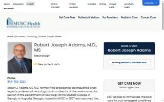 Robert Joseph Adams, MD, MS website