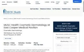 MUSC Health Cosmetic Dermatology at East Cooper Medical Pavilion website