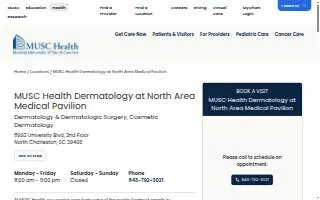 MUSC Health Dermatology at North Area Medical Pavilion website