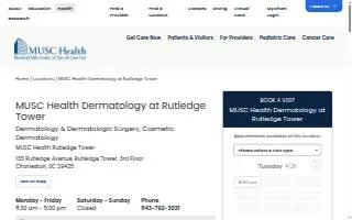 MUSC Health Dermatology at Rutledge Tower website