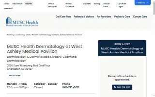 MUSC Health Dermatology at West Ashley Medical Pavilion website