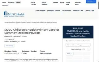 MUSC Children's Health Primary Care at Summey Medical Pavilion website