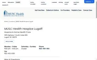 MUSC Health Hospice Lugoff website