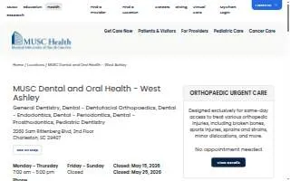 MUSC Dental and Oral Health – West Ashley website