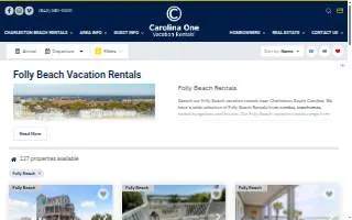 Carolina One Vacation Rentals Folly Beach website