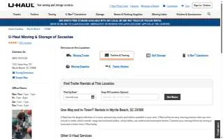 Trailer Rental at U-Haul of Myrtle Beach website