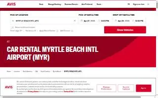 Avis Car Rental of Myrtle Beach website