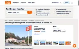 Public Storage of Mt Pleasant website