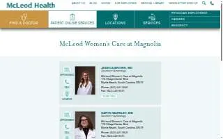 McLeod Women’s Care at Magnolia website