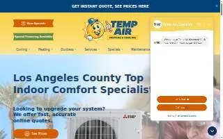 Temp Air System Inc of La Presa website