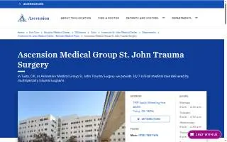 Ascension Medical Group St. John Trauma Surgery website