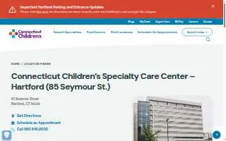 Connecticut Children’s Specialty Care Center – Hartford (85 Seymour St.) website