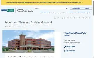 Froedtert Pleasant Prairie Hospital website