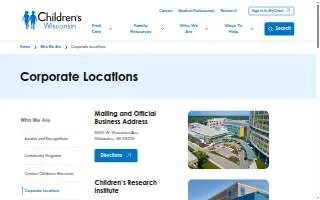 Children's Wisconsin Corporate Center website