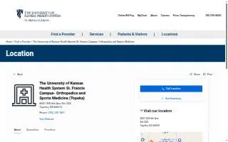 The University of Kansas Health System St. Francis Campus- Orthopedics and Sports Medicine website