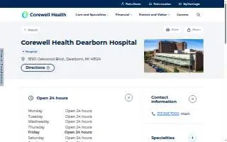Corewell Health Dearborn Hospital website