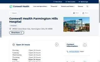Corewell Health Farmington Hills Hospital website