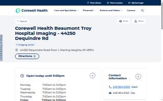 Corewell Health Beaumont Troy Hospital Imaging - 44250 Dequindre Rd