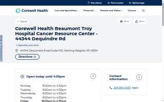 Corewell Health Beaumont Troy Hospital Cancer Resource Center - 44344 Dequindre Rd