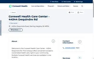 Corewell Health Care Center - 44344 Dequindre Rd website