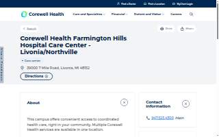 Corewell Health Farmington Hills Hospital Care Center - Livonia/Northville