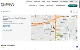 Memorial Hermann | Rockets Orthopedic Hospital website