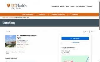 UT Health North Campus Tyler website