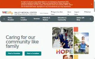 Valley Medical Center Patient Resource Center website