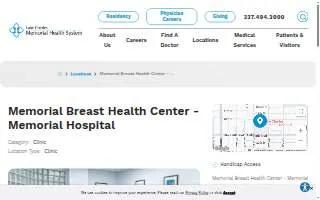 Memorial Breast Health Center - Memorial Hospital website