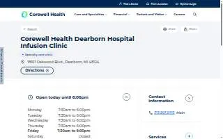 Corewell Health Dearborn Hospital Infusion Clinic website