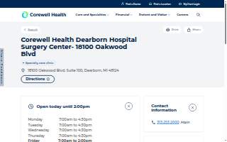 Corewell Health Dearborn Hospital Surgery Center - 18100 Oakwood Blvd