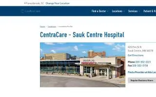 CentraCare - Sauk Centre Hospital website