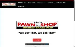 Aston Pawn Shop website