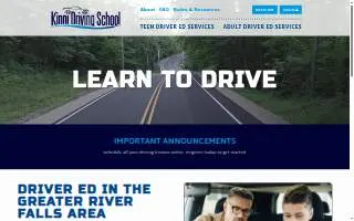 Kinni Driving School website