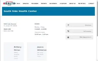 South Side Health Center website