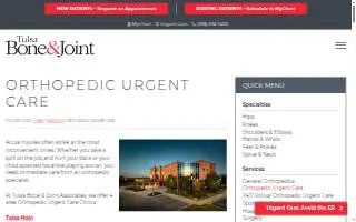 Tulsa Bone and Joint Orthopedic Urgent Care website