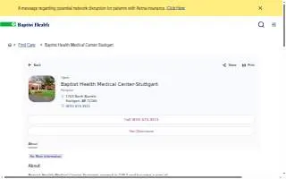 Baptist Health Medical Center-Stuttgart website