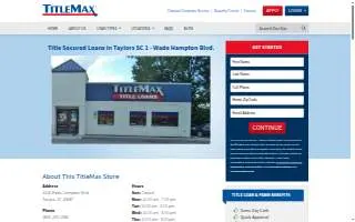 TitleMax Title Secured Loans of Taylors website
