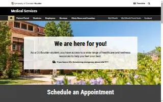 CU Boulder Medical Services website