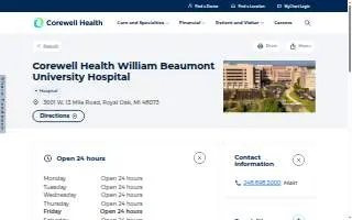 Corewell Health William Beaumont University Hospital website