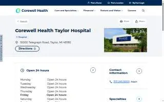 Corewell Health Taylor Hospital website