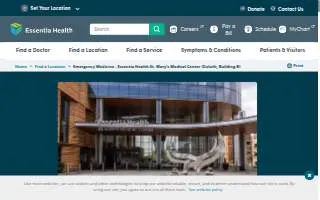 Emergency Medicine - Essentia Health-St. Mary's Medical Center (Duluth, Building B) website