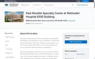 Park Nicollet Specialty Center at Methodist Hospital 6500 Building website