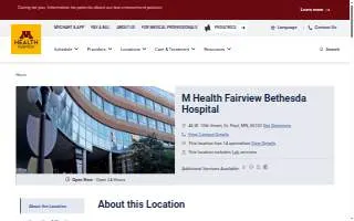 M Health Fairview Bethesda Hospital website