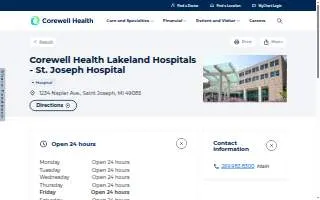 Corewell Health Lakeland Hospitals - St. Joseph Hospital of St Joseph website