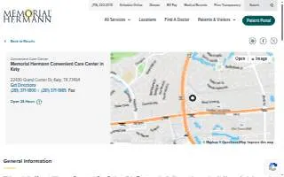 Memorial Hermann Convenient Care Center in Katy website