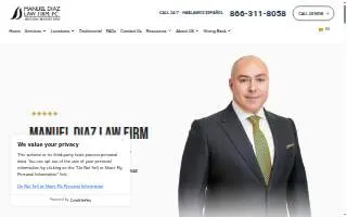 Manuel Diaz Law Firm, PC of San Antonio website
