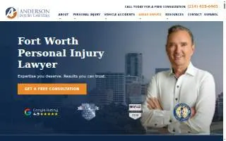 Anderson Injury Lawyers Fort Worth website