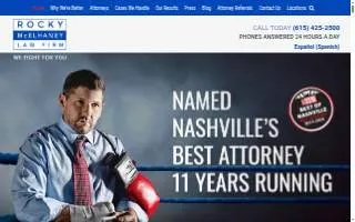 Rocky McElhaney Law Firm: Car Accident & Injury Lawyers of Nashville website